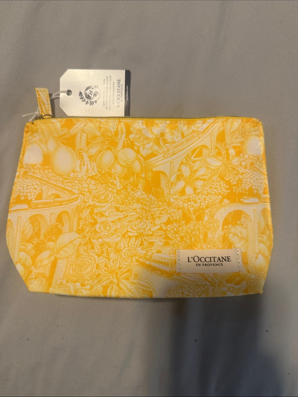 L'OCCITANE Yellow Botanical Zip Pouch cosmetic bag